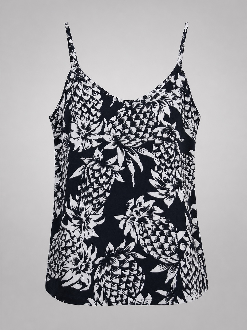 J. Crew Black & White Floral Spaghetti-Strap Cami